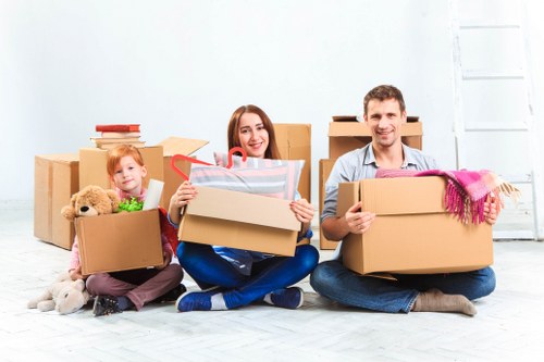 Business furniture and office equipment prepared for relocation