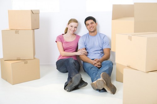 Moving day preparation for a property in Orpington with packed boxes and furniture