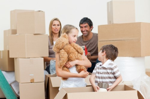 Neatly packed boxes prepared for a domestic move in Orpington